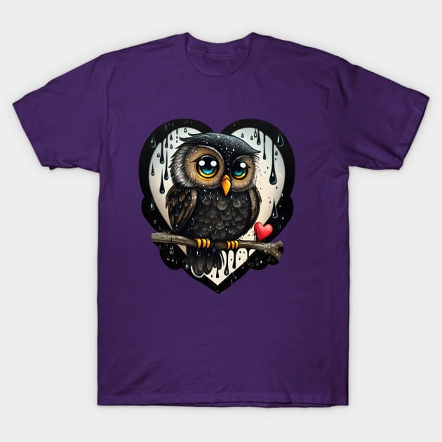 Cute Dark Heart Owl T-Shirt by StoneCreation